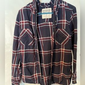 Navy blue hooded flannel